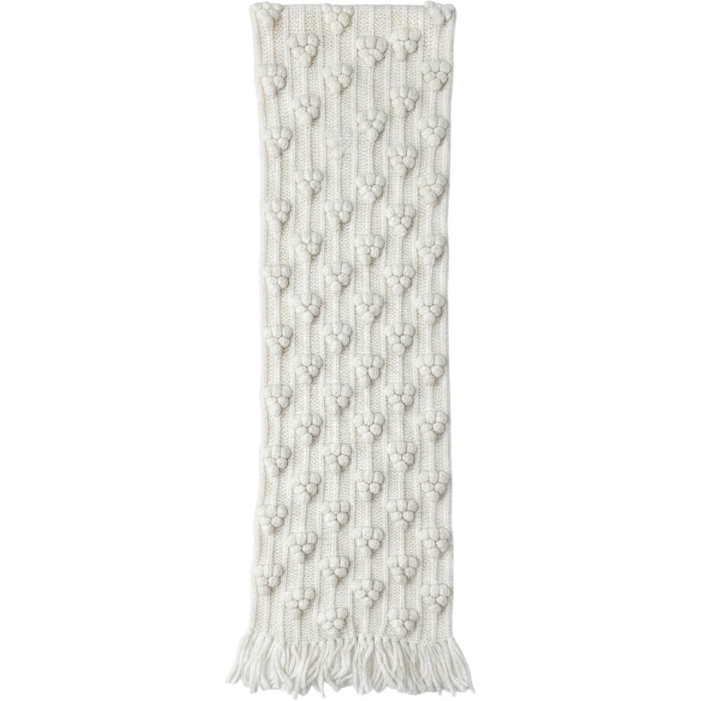 Carraig Donn Handknit Ireland 100% Pure New Wool Bobble Scarf‎ Cream Ivory Aran
